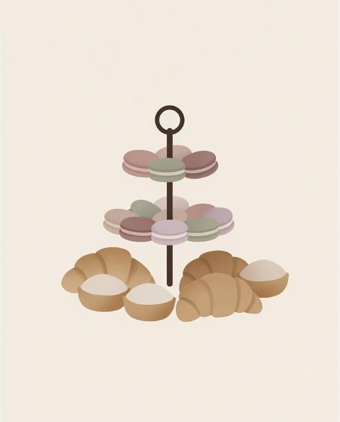 Illustration — buffet traiteur, macarons et viennoiseries pour événements, Boulangerie D'Amore Nice