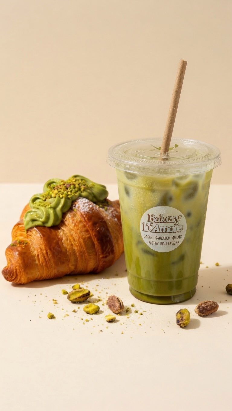 Boîte Pistache — pistachio croissant and matcha, Boulangerie D'Amore Nice