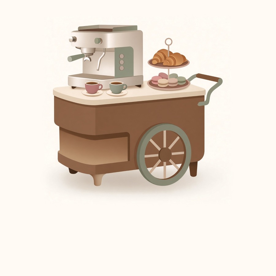 Illustration — bar à café mobile et pâtisseries pour événements, traiteur Boulangerie D'Amore Nice