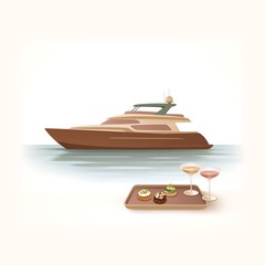 Illustration — yacht et canapés, événements Monaco Cannes