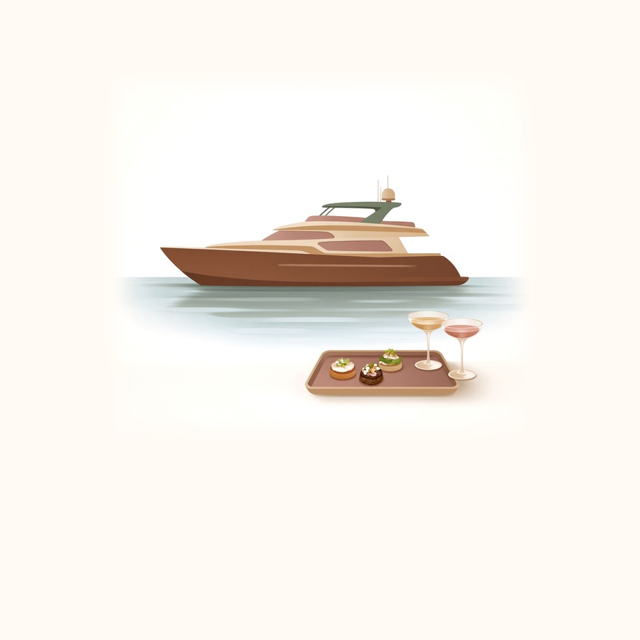 Illustration — réception de luxe à bord d'un yacht, traiteur Monaco et Cannes, Boulangerie D'Amore